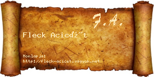 Fleck Acicét névjegykártya
